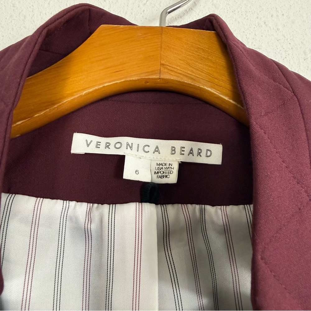 Veronica Beard Farley Stand Collar Blazer in Merlot Sz 6 - Picture 5 of 9